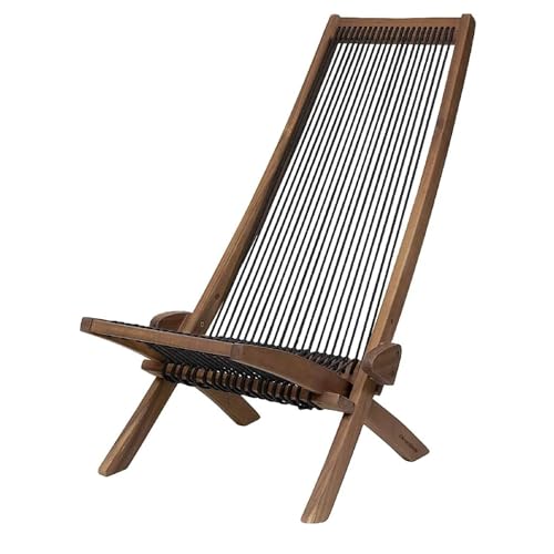 yotomaki Folding Rope Chair-Foldable Wooden Patio Outdoor Chair,Low Profile Acacia