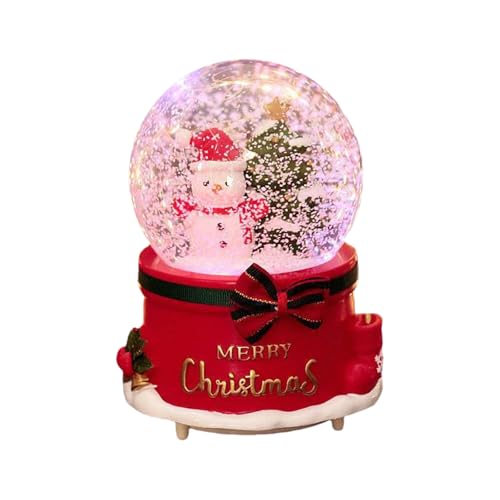 Caja de música de cristal con diseño de muñeco de nieve para festivales, iluminación y melodía navideña, resina, arte, festival, Navidad, muñeco de nieve, caja de música con luz LED