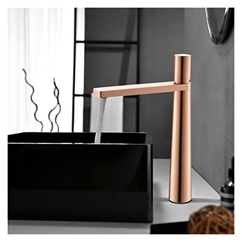 Mélangeur salle de bain or rose mitigeur eau chaude et froide pour vasque à poser LWX