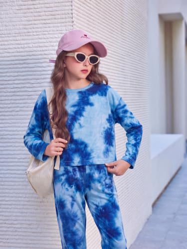 Image of Arshiner Girls 2 Piece Outfits Kids Trendy Tie Dye Sweatsuits Sets