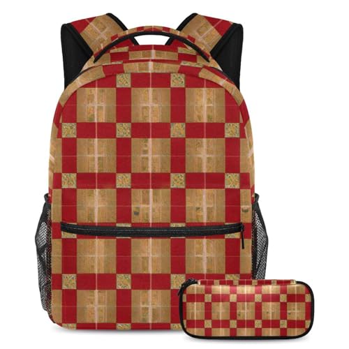 Sac à dos d'école ergonomique contre le désordre avec sa trousse rouge