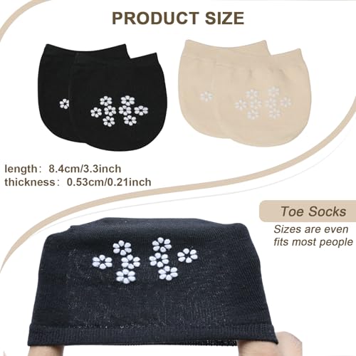 Image of 8 Pairs Half Socks for Women, No Show Toe Topper Socks Women, Toe Topper Socks Women, No Show Toe Covers, Non-Skid Socks Women with Grip. Versatile for Multiple Shoes (Black,Skin)