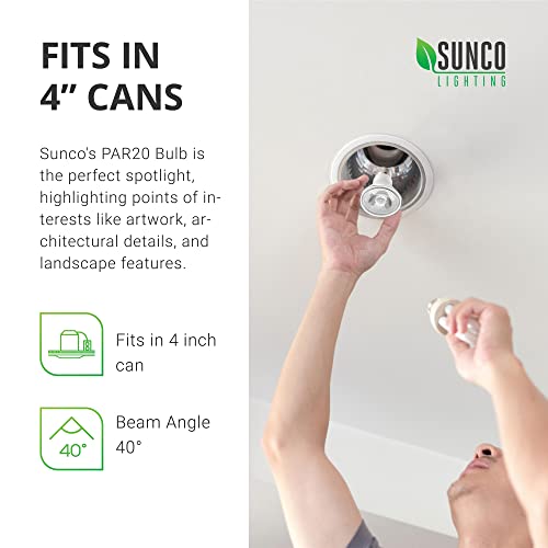 Sunco Lighting 10 Pack Par20 Led Bulbs 50W Equivalent 7W, Dimmable 2700K Soft White, 470 Lm, E26 Medium Base, Ip65 Waterproof, Indoor Outdoor Flood Light - Ul #TOP2