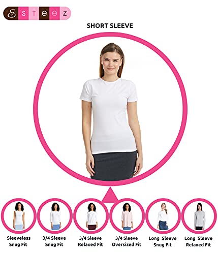Esteez EX801200CHARCOALM Women Crewneck Slim Fitted Short Sleeve Cotton T-Shirt Stretchy Casual Summer Bodycon Basic Undershirt Tee Tops thumb #3
