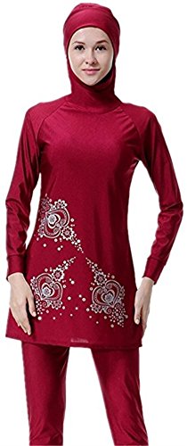 Maillot de bain musulman de qualité supérieure avec couverture complète rouge foncé