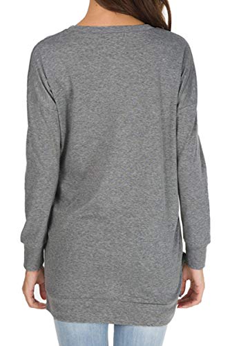 Image of levaca Women's Fall Long Sleeve Side Split Loose Blouses Casual Pullover Tunic Tops