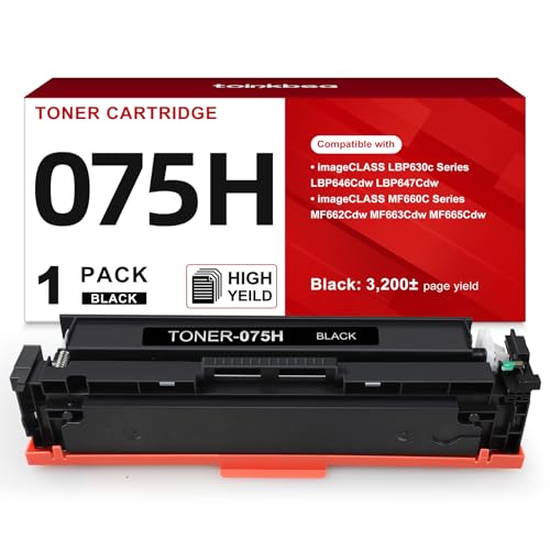 Image of 075H 075 Black Toner Cartridge LBP646Cdw MF665Cdw MF662Cdw MF663Cdw 1-Pack | Compatible for Canon 075 Black ImageCLASS LBP646Cdw MF665CDW MF662CDW MF663Cdw LBP647Cdw MF660c LBP640c Printer High Capacity