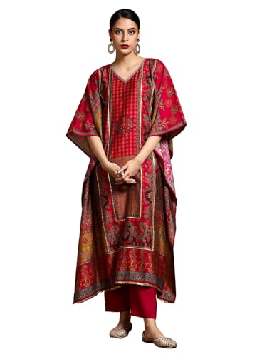 Image of Varanga Women-Gota Detailed Ethnic Floral Printed Kaftan & Trouser