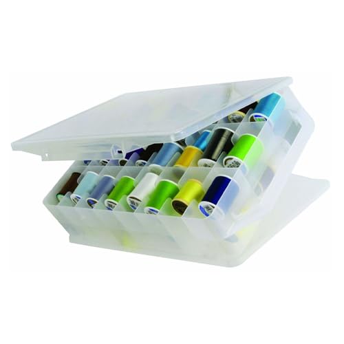 Himilucky Boîte de rangement pour couture - 46 compartiments - Double face - Portable - En plastique - Pour fil à coudre, fil à broder, loisirs créatifs et...