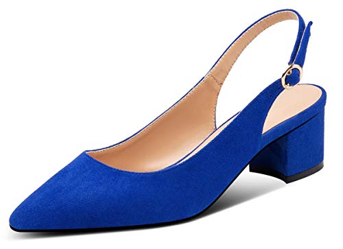 Women's Square Toe Block Heel Pumps – Chunky Low Heel Slingback Shoes For Office & Parties