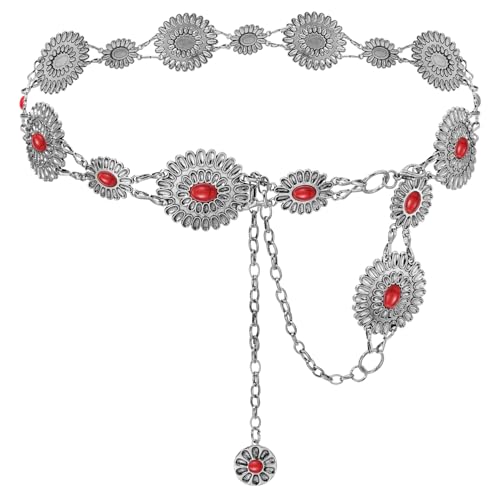 Image of Women's Concho Chain Belt Western Cowgirl Metal Waist Chain Belt for Dress