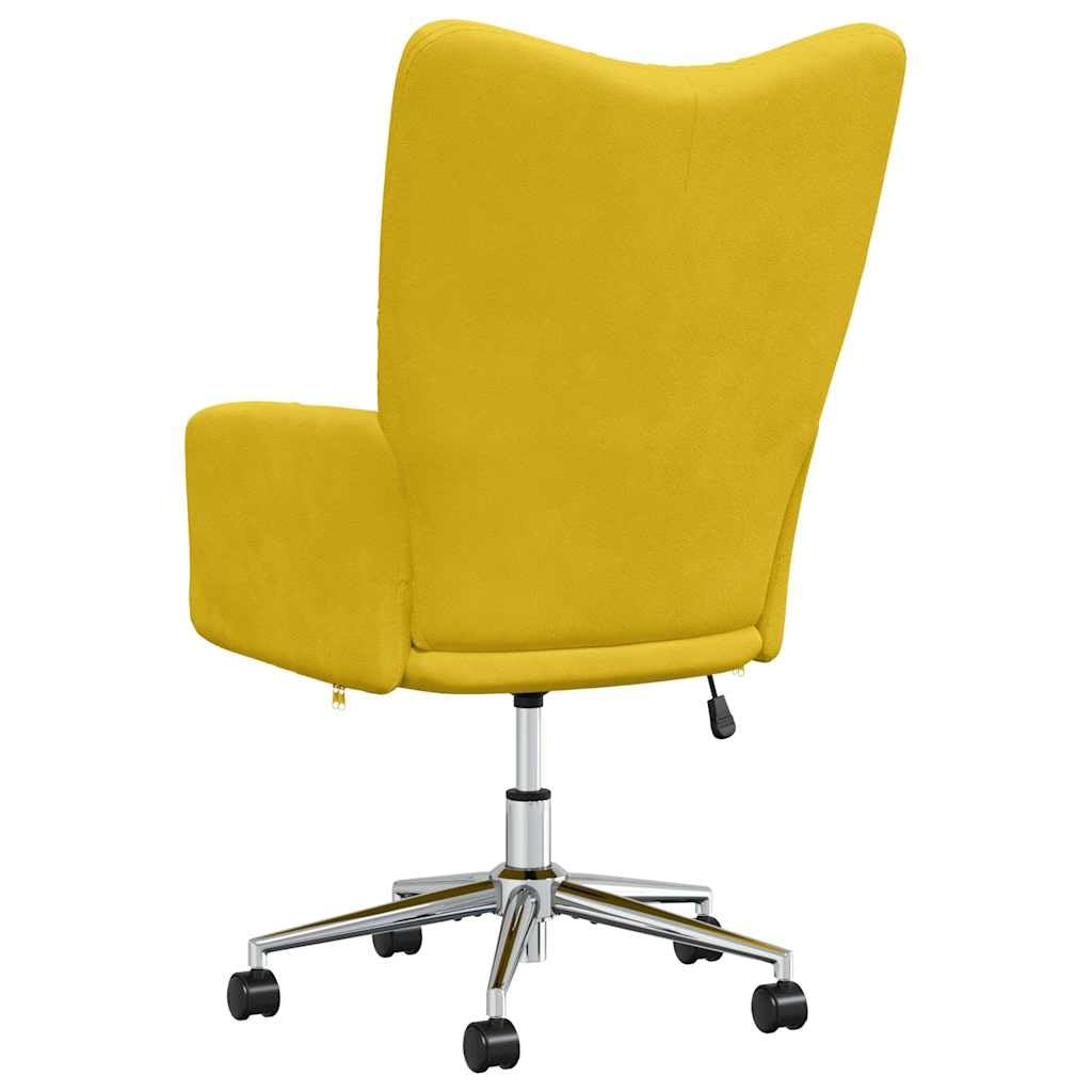 Relaxsessel Senfgelb Samt Ohrenstuhl Mit Armlehnen, 61,5 x 69 x 94,5-102 cm, schaumstoffgepolstert, 360 Grad drehbar, Rollen, höhenverstellbar