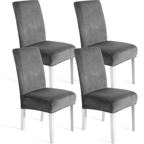 Ystyle Velluto Coprisedie con Schienale 4 Pezzi, Coprisedie Cucina Elasticizzati,