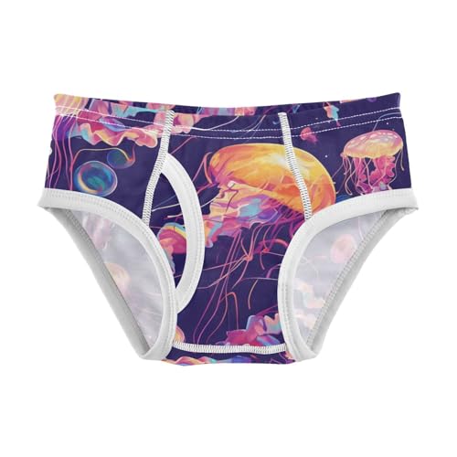 KLL Colorful Jellyfish Oil Painting Toddler Boy Cotton Briefs Underwear Breathable Undies