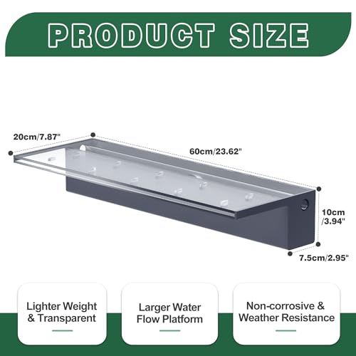 Pond Waterfall Blade Kit, 60cm Acrylic Pool Fountain with Accessories, Width 20cm Spillway Water Feature Waterfall Cascade for Garden Patio Pond Decoration
