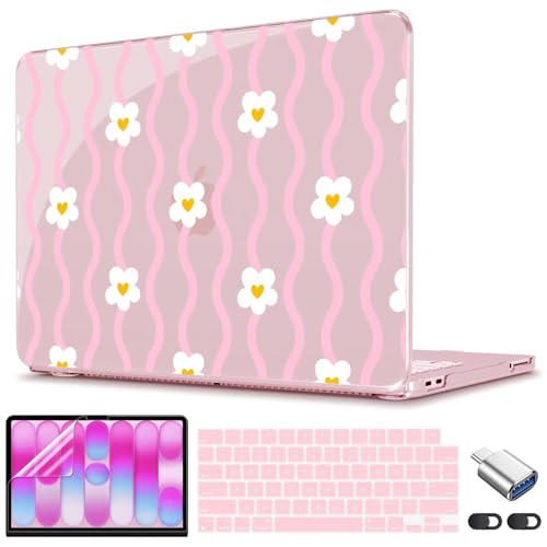 Coque MacBook Neo 13 A3404 plastique protection clavier fleur rose clé USB C