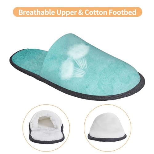 Blue And Turquoise Print Women Slippers Home Furry Shoes Keep Men Couples Shoes Warm For Women-4