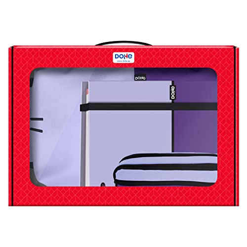 Sac à dos Dohe violet et son dossier assorti en coffret cadeau
