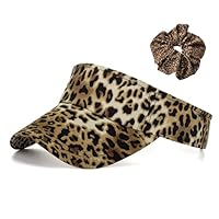 HAWILL Sonnenvisier Sonnenhut Damen Leoparden Druck Visor Cap Sport Sonnenschutz Strand Sonnenblenden Hut 80er Jahre UV-Schutz Kappe mit Klettverschluss Freizeit Sommer für Golf Tennis Pokerpartys