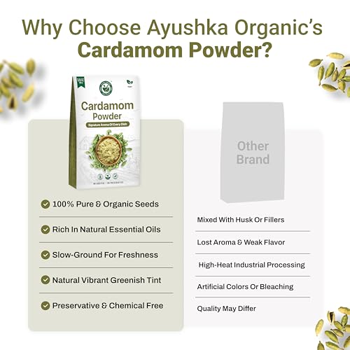AYUSHKA ORGANIC Green Cardamom Powder (Elaichi Powder) Organic Ground Cardamom 3.5 oz / 100g - image 7