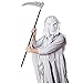 Skeleteen Scythe Staff With Skulls - Grim Reaper Death Scythe Costume Accessories Weapon Prop