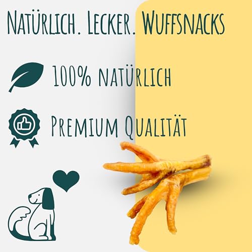 Getrocknete Hühnerfüße für Hunde | 1 kg | 100% Huhn | Kauartikel | Hundefutter | Leckerli von WuffSnacks