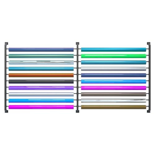 ASerZenith Estante De Almacenamiento De Rollos De Tela para Montaje En Pared, Soporte De Vinilo con Herrajes De Montaje, Estante De Metal Resistente, Herramienta De Almace(Can Hang 20 Rolls)