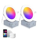 2 Pack Smart Recessed Lighting 4 Inch, Ultra-Thin LED Recessed Lighting 9W 850LM Smart Downlight with Junction Box, Compatible with Alexa/Google Assistant - ETL and Energy Star