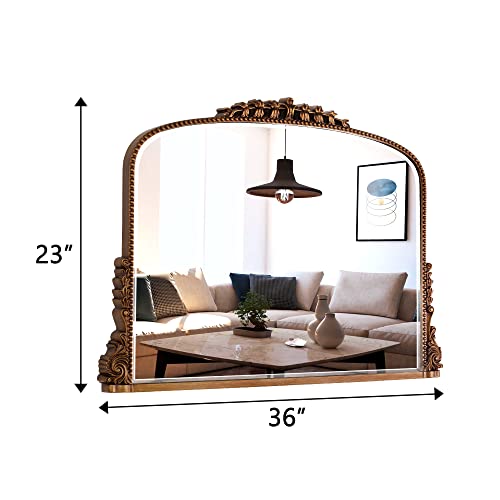Shyfoy 36" X 23" Antique Mirrors For Wall Decor Baroque Scalloped Top, Vintage Wall Mirror Gold Decorative Mirrors For Living Room Entryway Bathroom Or Powder Room #TOP4