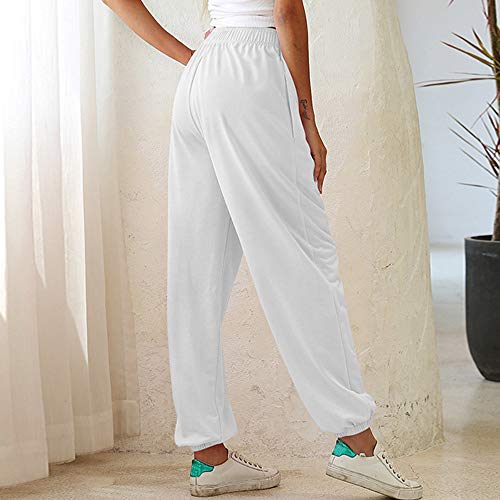 pedkit Moda feminina cor sólida calças cintura elástica bolso solto fino casual esportes moletom cal