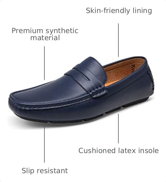 Image of Jousen Men's Penny Loafers Casual Driving Slip On Shoes | Rubber Outsole Soft Lightweight Moccasins Daily Business Wedding Office Travel Boat
