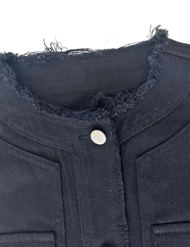 Women's Sleeveless Denim Vest O Neck Button Down Jean Waistcoat Jacket Collarless Candy Tops3