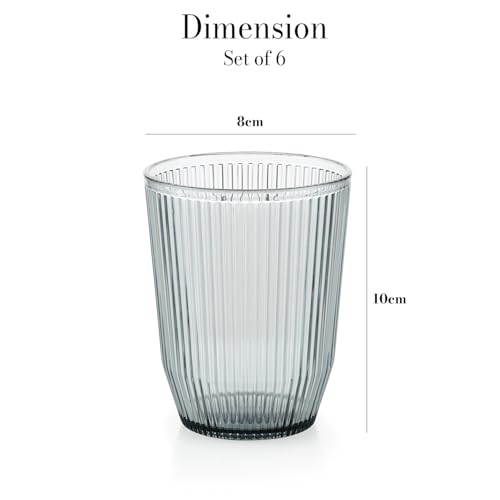 Image of Nayasa Crystal Plastic Glass Set of 6 | 325 ML | Unbreakable Drinking Glasses | Grey