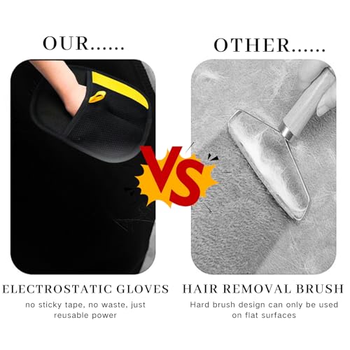 Image of Rhino Ben Pet Hair Remover, Reusable Electrostatic Pet Hair Remover Glove, Electrostatic Gloves Pet Hair Removal, Whimsyard /Velure Pet Hair Removal Glove for Dogs & Cats (2 Pack)