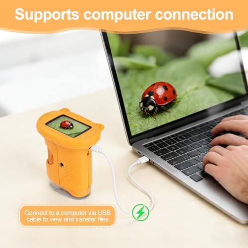 Microscope numérique portable jaune avec écran et zoom haute précision