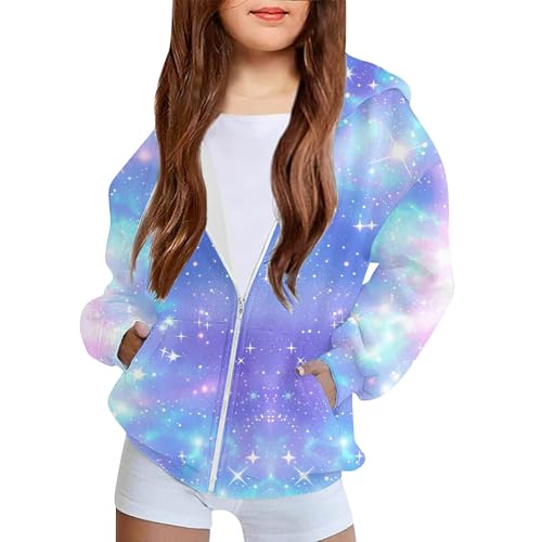 Hoodies Jacket for Girl Floral Print Cute Fashion Long Sleeve Sweatshirt Full Zipper Teen Hooded Coat 4-12 Years2