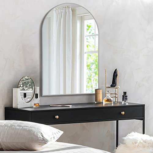 Image of PexFix Arched Wall Mirror 36 inchx24 inch Large Bedroom Mirror with Aluminum Alloy Thin Frame for Bedroom and Bathroom,Silver