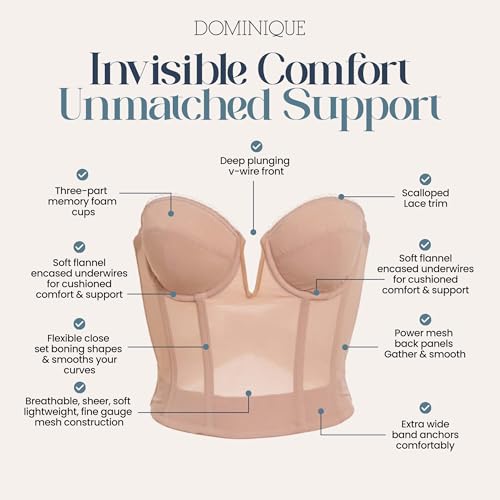 Dominique Valerie Backless Strapless Bra for Women #6390 - V-Wire Plunge, Memory Foam Cups - Lingerie for women3