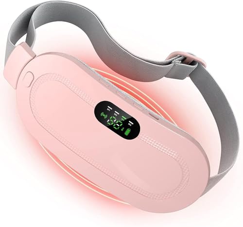 Portable Heating Pad Period Heat Belt with 3 Temperature Adjustable and Vibration Modes Heat Belt Period Relief from Back Abdominal and Stomach Pain (Pink)