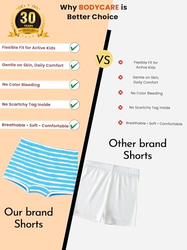 Image of BODYCARE Girl's Cotton Multicolor Boyshorts (Pack of 3)