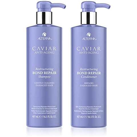 Alterna CAVIAR Anti-Aging Restructuring Bond Repair Shampoo and Conditioner Bundle, 16.5 oz | For Brittle, Damaged and Split Ends | Repairs, Strengthens & Protects Damaged Hair | Sulfate Free Cover
