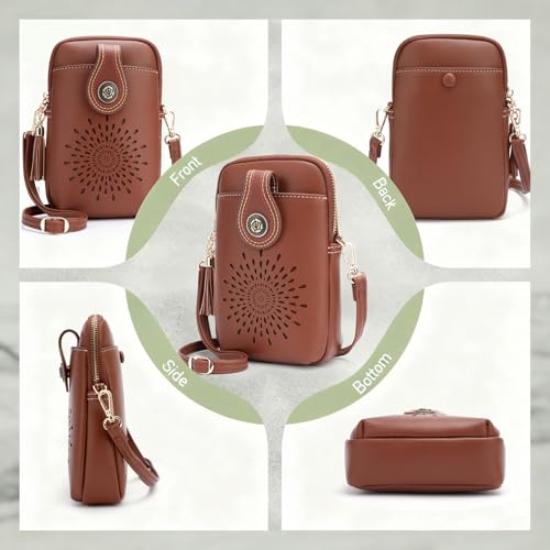 Image of APHISON Small Crossbody Bags for Women, Lightweight Vegan Leather Cell Phone Purse, Cute Purses with Tassels