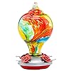 Muse Garden 32OZ Hummingbird Feeders Hanging Blown Glass Hummingbird Feeder Garden Backyard Decor Carnival