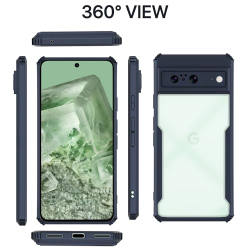 Image of Pikkme Google Pixel 8 Back Cover | Crystal Clear Transparent Back | Ultra Hyrbid | Full Camera Protection | Raised Edge | Bumper Back Case (Blue)