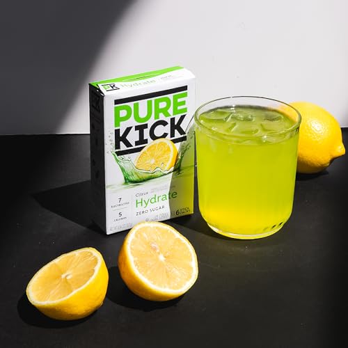 PURE KICK Hydration Singles To Go Drink Mix, Citrus, Includes 12 Boxes with 6 Packets in each Box, 72 Total Packets