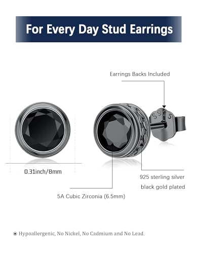 Stud Earrings 925 Sterling Silver Stud Earrings for Mens Womens Pierced Mens Earrings Jewelry Gift for Father's Day Gifts2