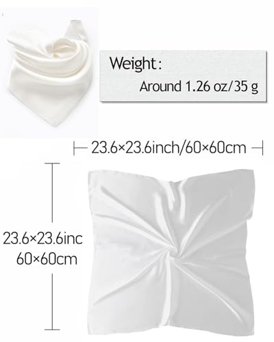 Solid Color Neck Scarf For Women Square Satin Head Scarves headband Bandanas 23.6× 23.6 inches3