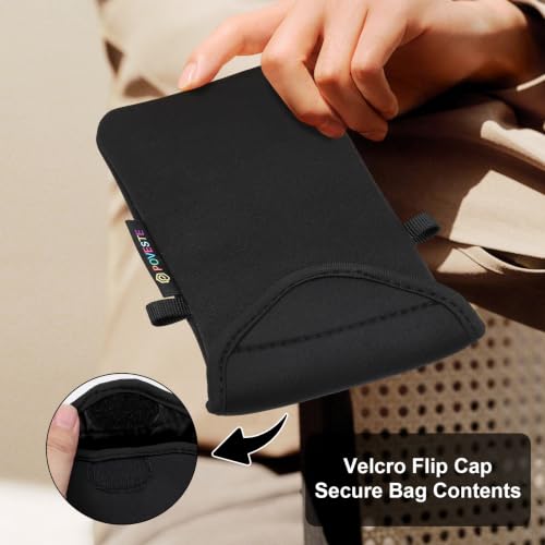 Image of POVESTE Neoprene Cell Phone Sleeve Pouch Case Bag with Crossbody Strap Lanyard for Women, Flap Closure Secure Cell Phone Bag with Pocket for Cards, Cash. (Black)