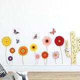 astylishome Aufkleber für Schränke Bunte Blume Wandtattoo Blumen Wandsticker Große Wandaufkleber für Wohnzimmer Schlafzimmer Büros Sofa Hintergrund Hause Wanddekoration 0217