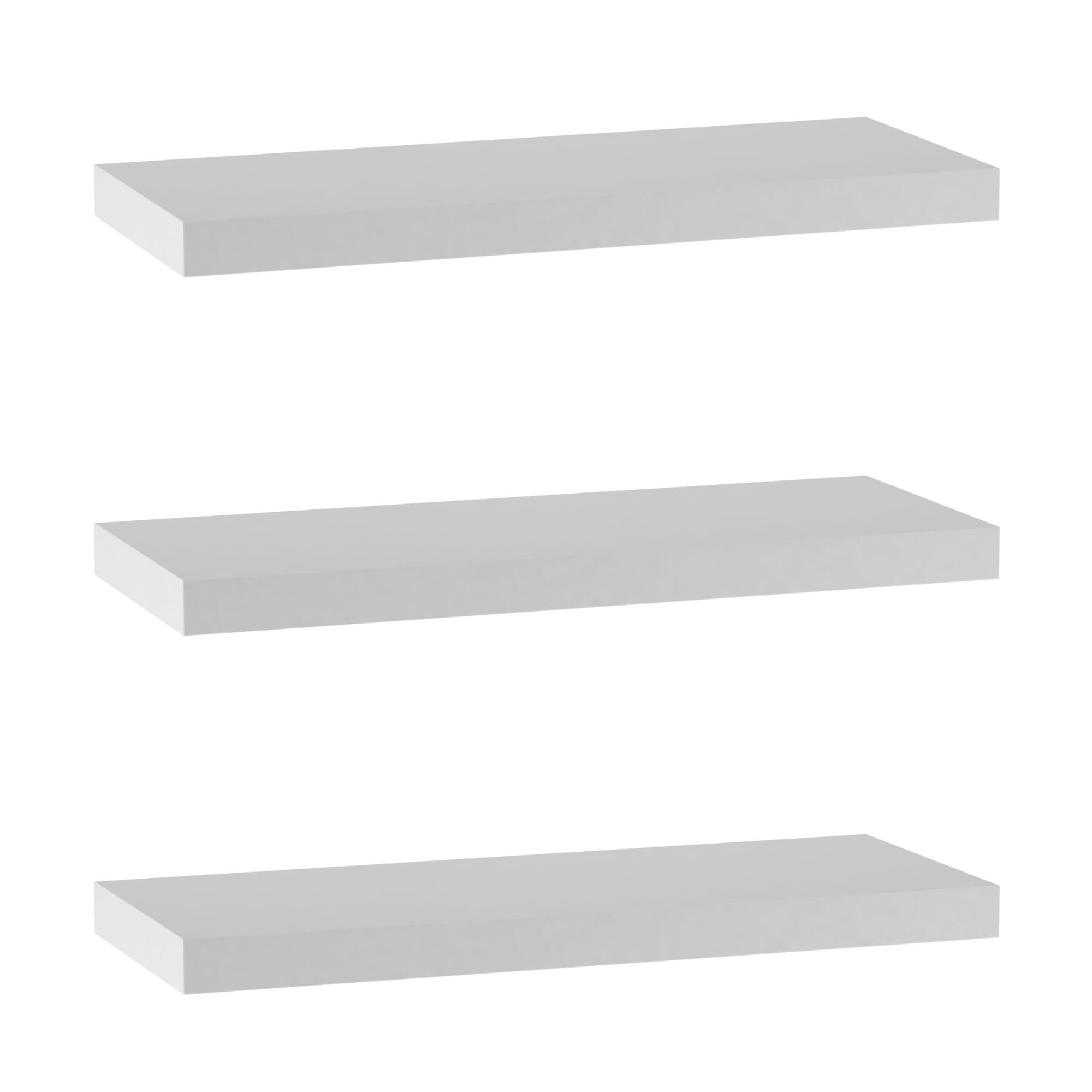 URBNLIVING Wooden Floating Wall Mount Shelves Display Unit (3 x 60cm, White)
